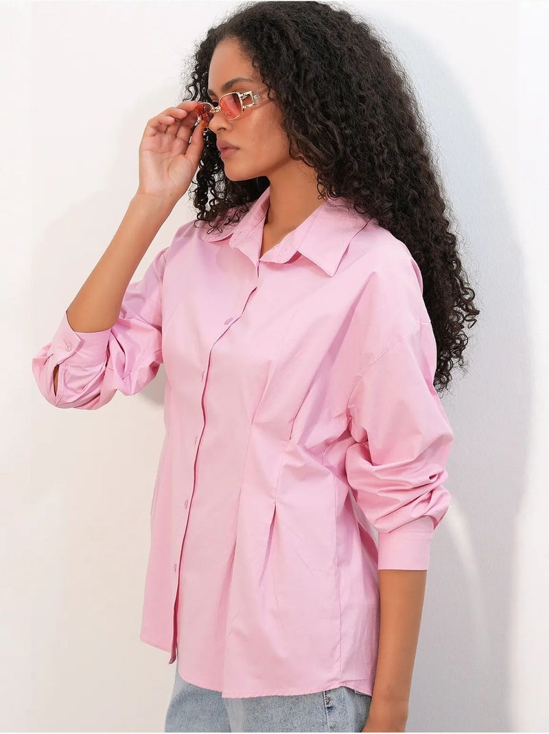 Chemise cintrée en popeline à boutons bdart Rose - Kiabi