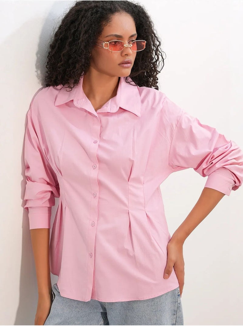 Chemise cintrée en popeline à boutons bdart Rose - Kiabi