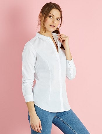 Chemise cintrée en popeline stretch - Kiabi