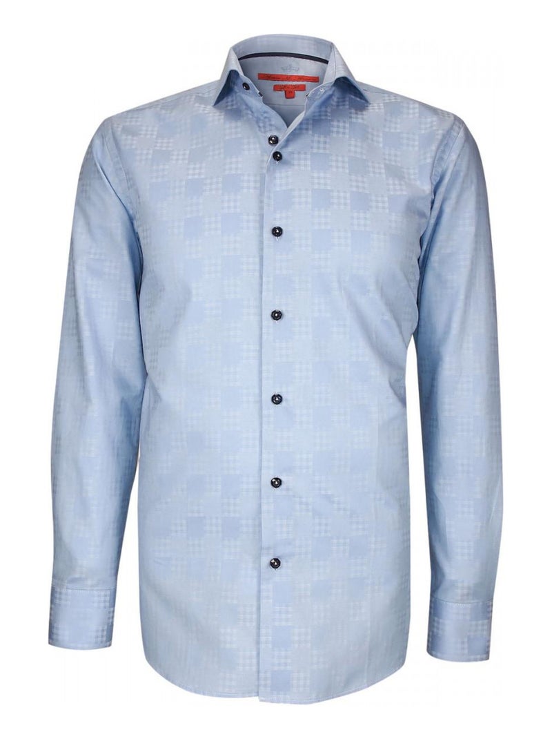 Chemise cintrée tissu à motifs CHECKER Bleu - Kiabi