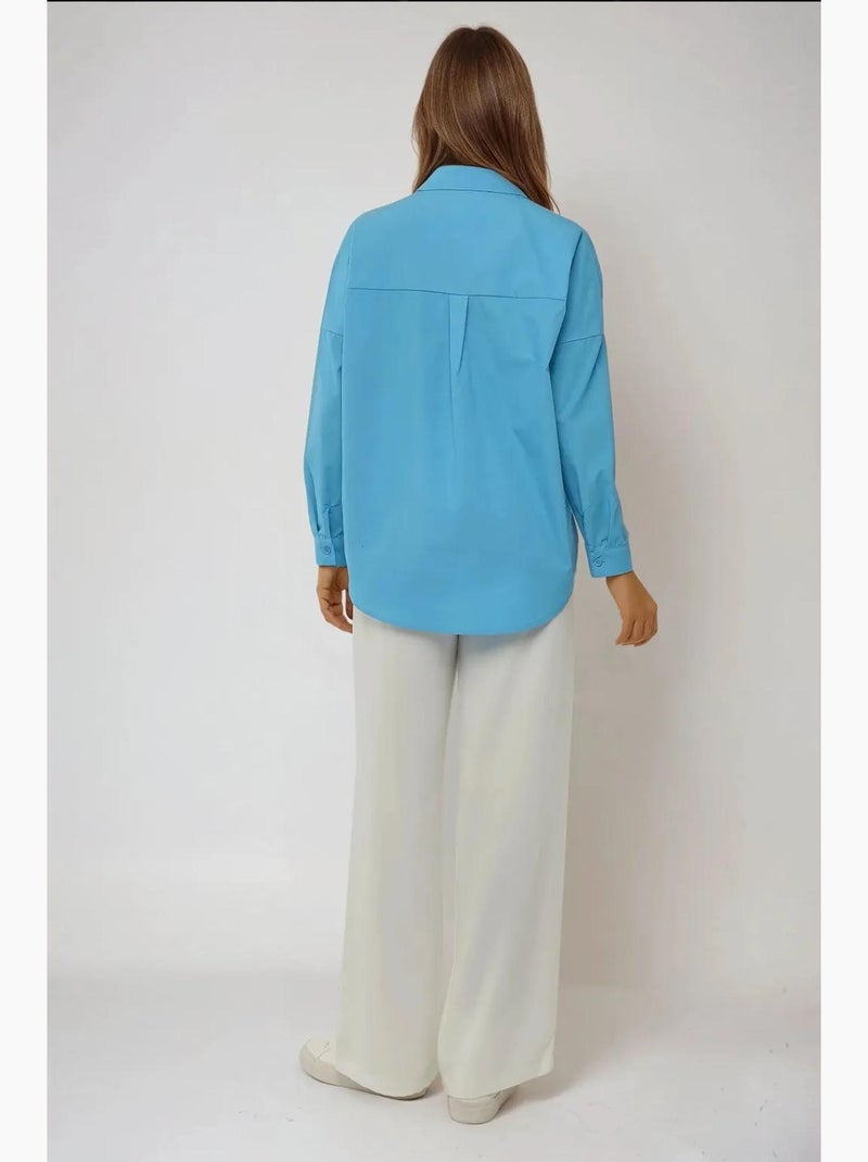 Chemise classique en coton à manches longues hiccup Bleu - Kiabi