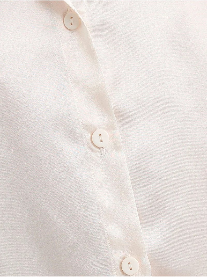Chemise classique en satin Beige naturel - Kiabi