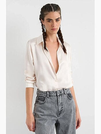 Chemise classique en satin hiccup