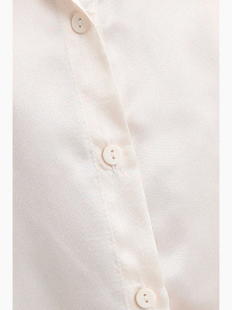Chemise classique en satin hiccup Beige naturel - Kiabi