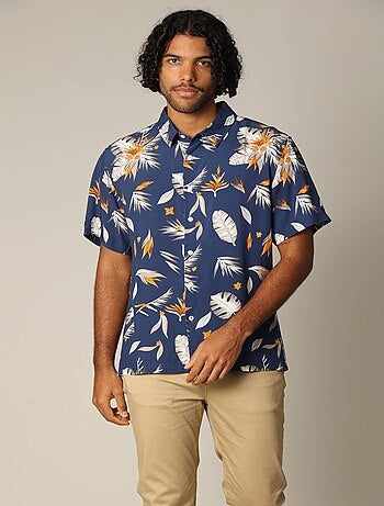 Chemise classique en viscose avec imprimé tropical coloré 'Deeluxe'