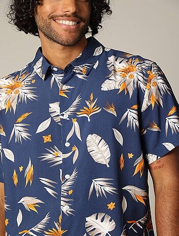 Chemise classique en viscose avec imprimé tropical coloré 'Deeluxe'