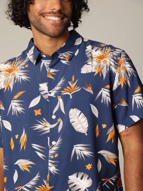 Chemise classique en viscose avec imprimé tropical coloré 'Deeluxe' - Kiabi