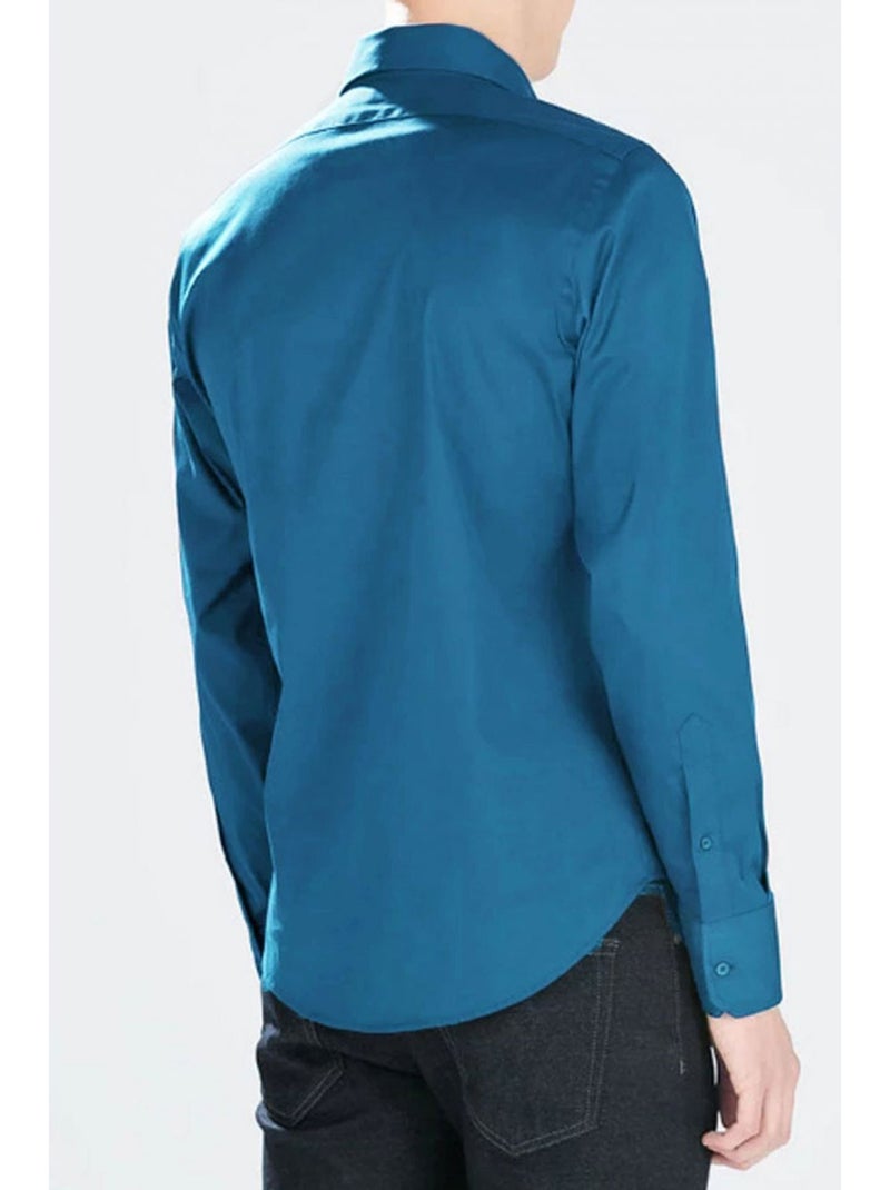 Chemise classique Kebello Bleu turquoise - Kiabi