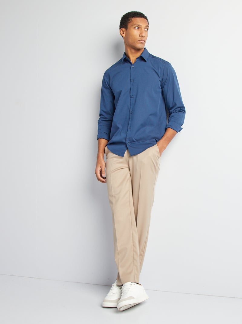 Chemise classique unie Bleu marine - Kiabi