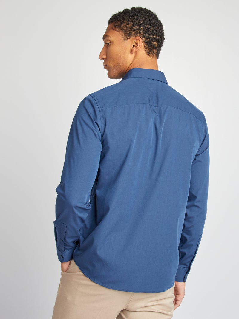 Chemise classique unie Bleu marine - Kiabi