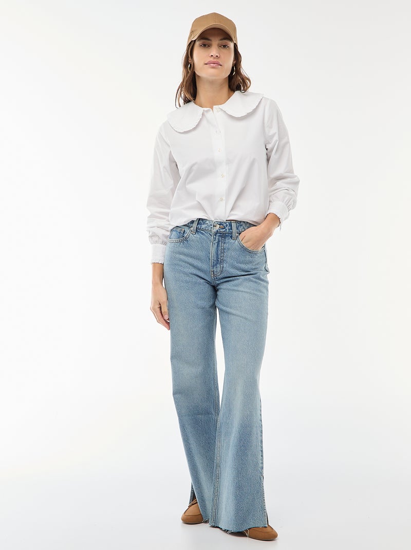 Chemise col claudine Blanc - Kiabi