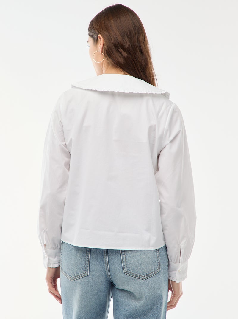 Chemise col claudine Blanc - Kiabi