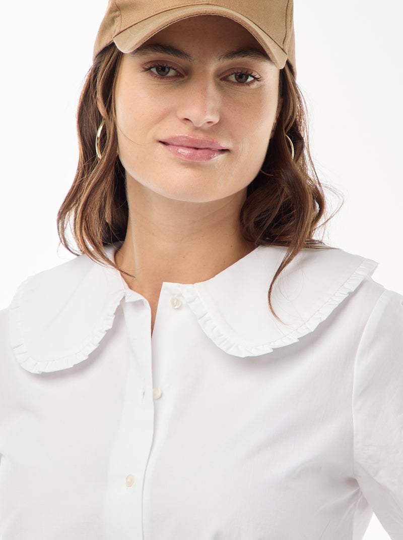 Chemise col claudine Blanc - Kiabi