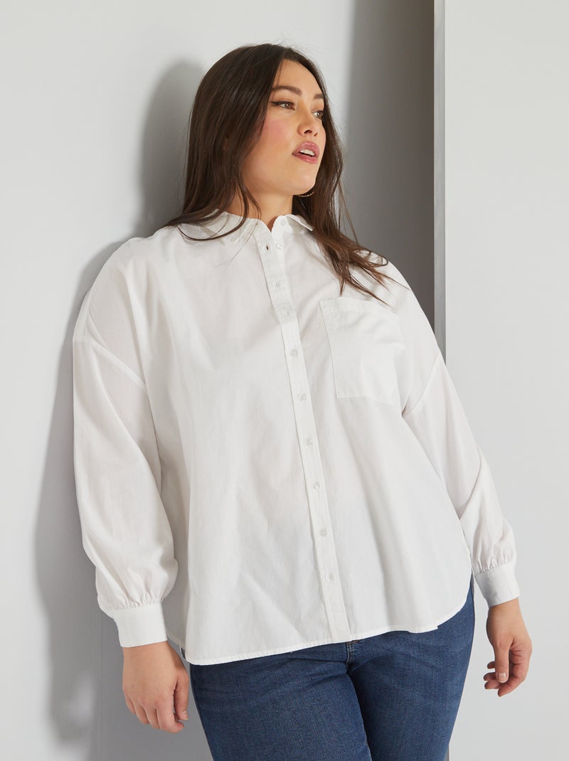 Chemise col italien - 1 poche blanc - Kiabi