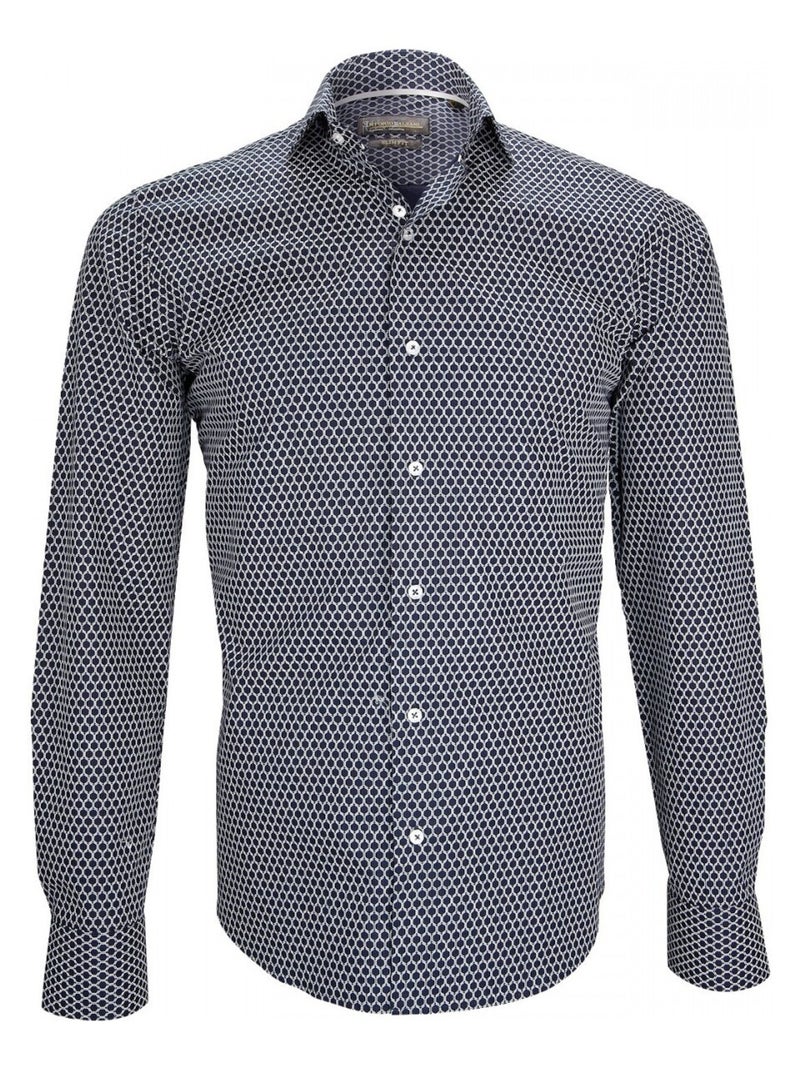 Chemise col italien GAETANO Bleu - Kiabi