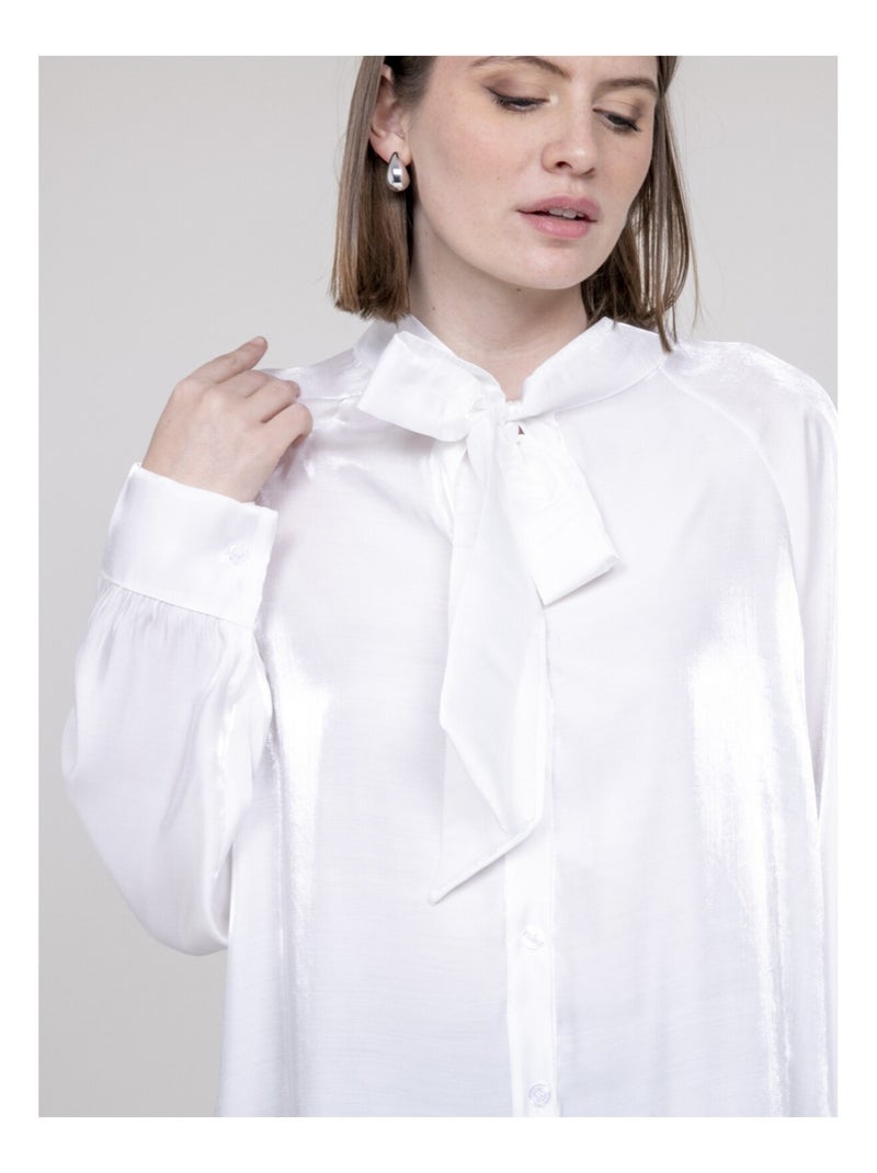Chemise col lavallière ORNELLA Blanc - Kiabi