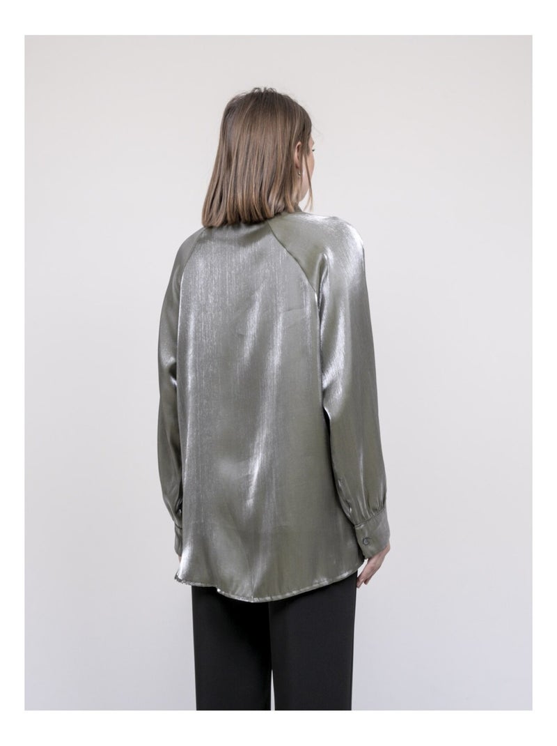 Chemise col lavallière ORNELLA Kaki - Kiabi