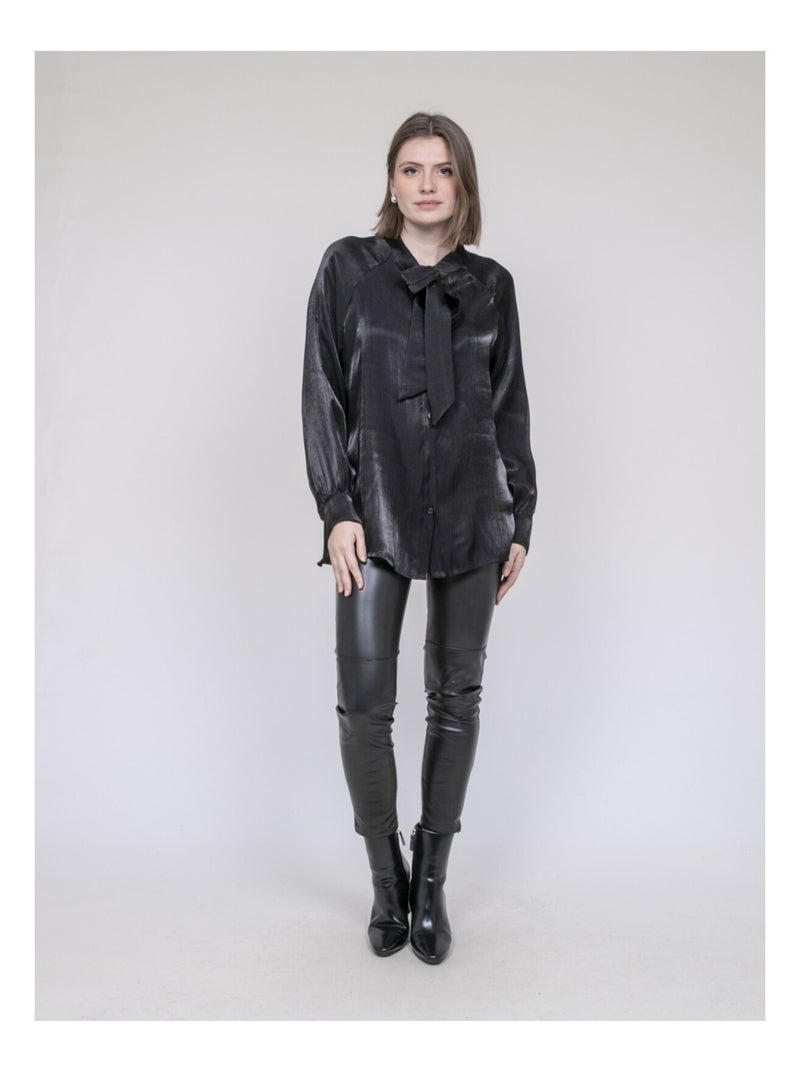 Chemise col lavallière ORNELLA Noir - Kiabi