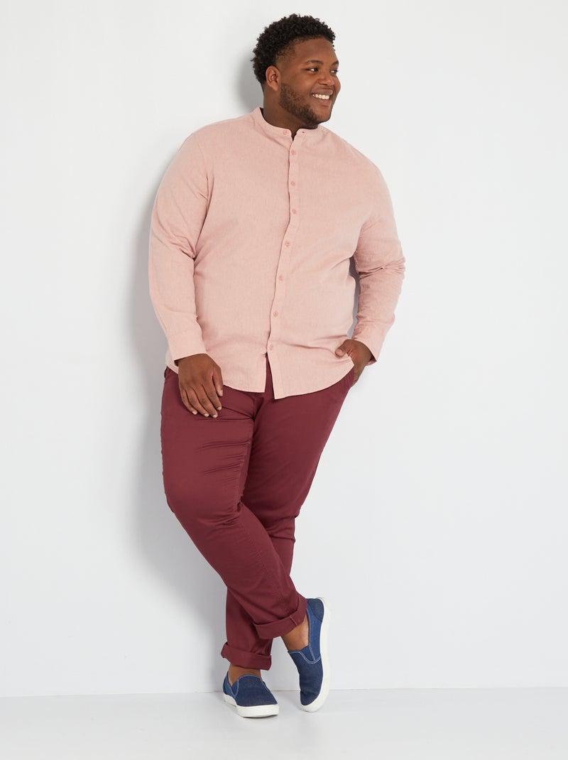Chemise col mao à manches longues Rose - Kiabi