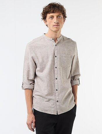 Chemise col mao avec lin