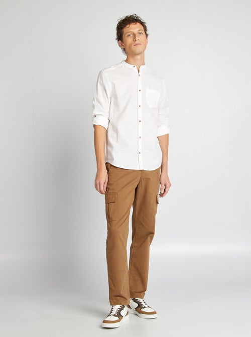 Chemise col mao avec lin - Kiabi