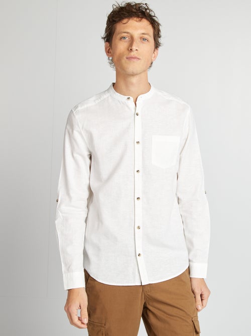 Chemise col mao avec lin - Kiabi
