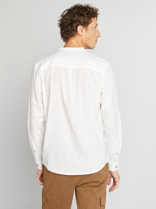 Chemise col mao avec lin - Kiabi