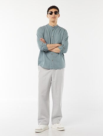 Chemise col mao avec lin