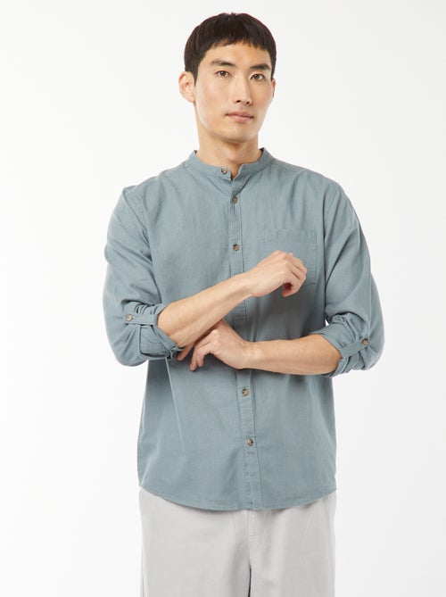 Chemise col mao avec lin - Kiabi