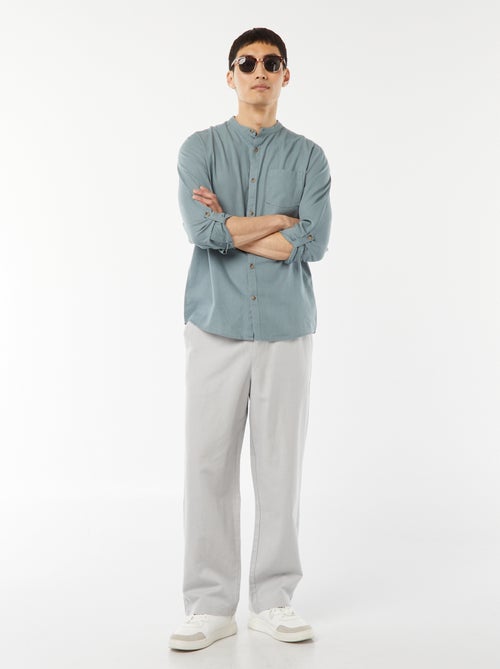 Chemise col mao avec lin - Kiabi