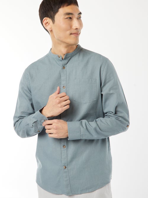 Chemise col mao avec lin - Kiabi