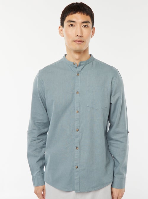 Chemise col mao avec lin - Kiabi
