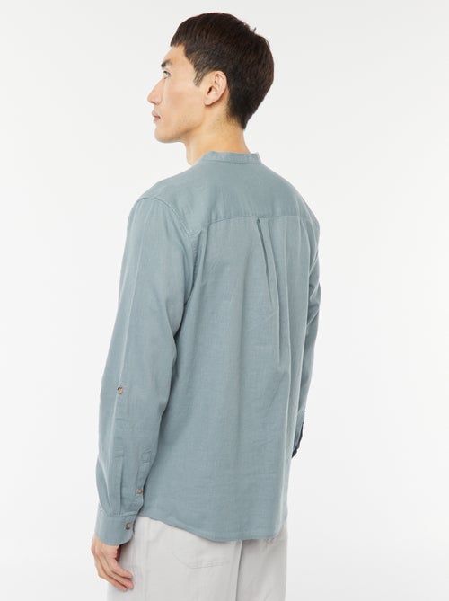Chemise col mao avec lin - Kiabi