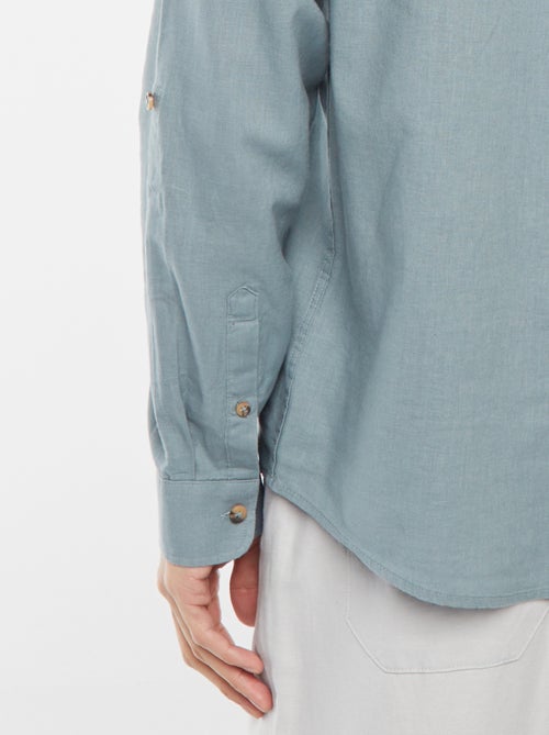 Chemise col mao avec lin - Kiabi