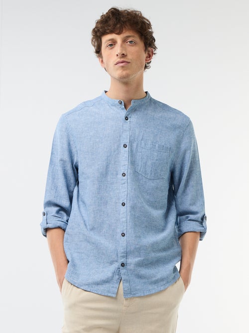 Chemise col mao avec lin - Kiabi