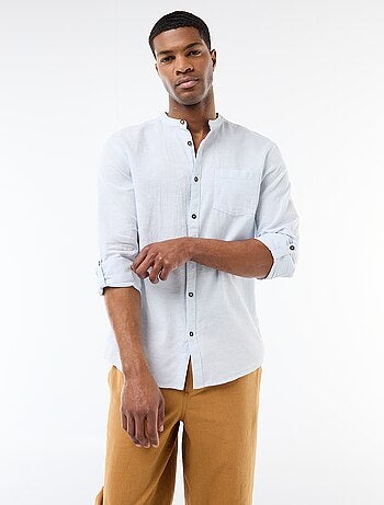 Chemise col mao avec lin