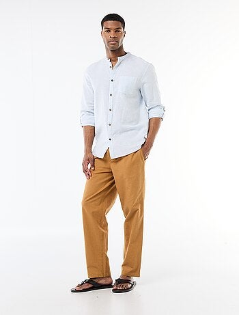 Chemise col mao avec lin