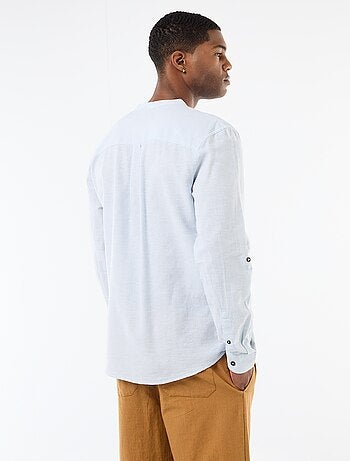 Chemise col mao avec lin