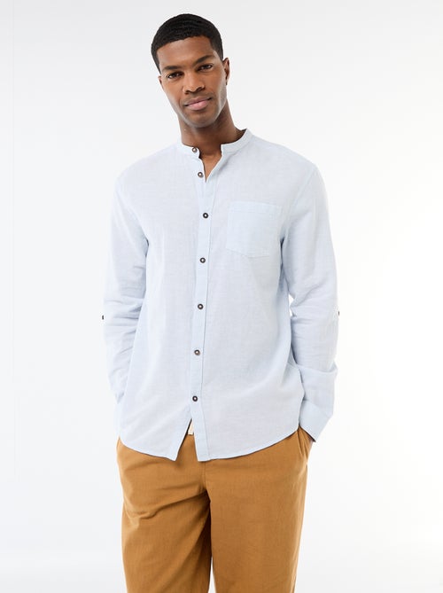 Chemise col mao avec lin - Kiabi