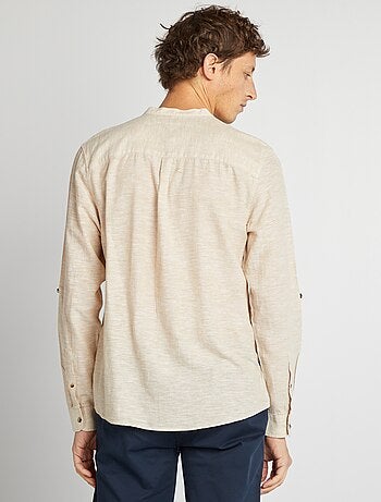 Chemise col mao avec lin