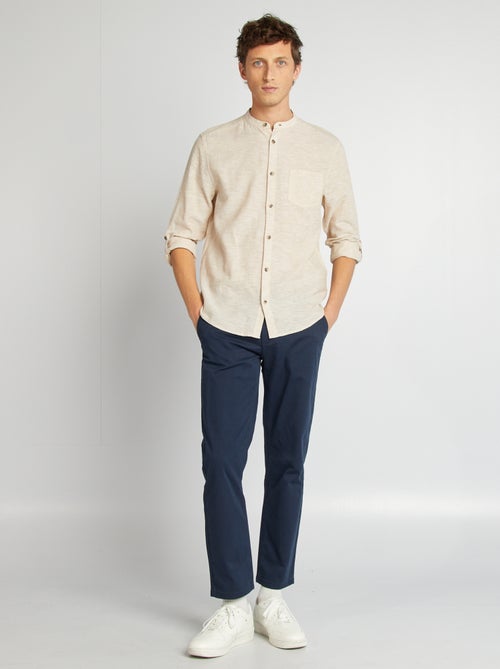 Chemise col mao avec lin - Kiabi