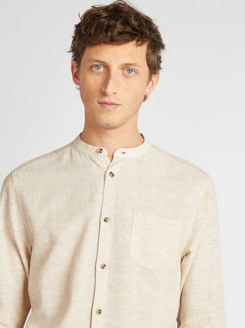 Chemise col mao avec lin - Kiabi