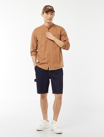 Chemise col mao avec lin