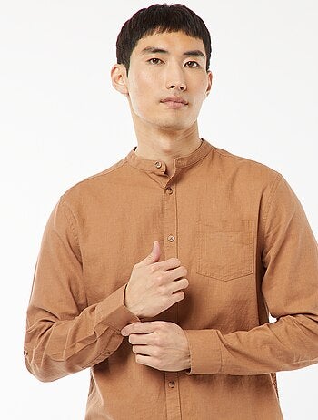 Chemise col mao avec lin