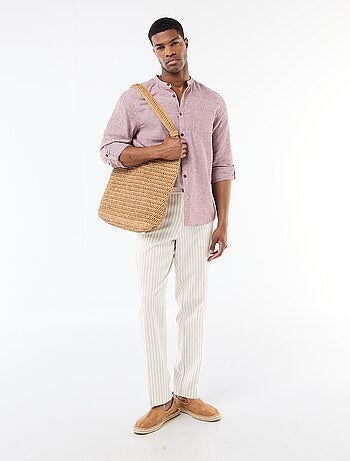 Chemise col mao avec lin