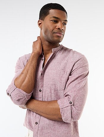 Chemise col mao avec lin