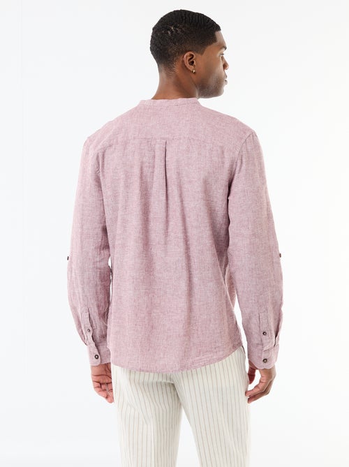 Chemise col mao avec lin - Kiabi