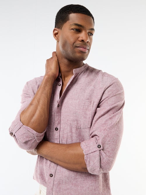 Chemise col mao avec lin - Kiabi