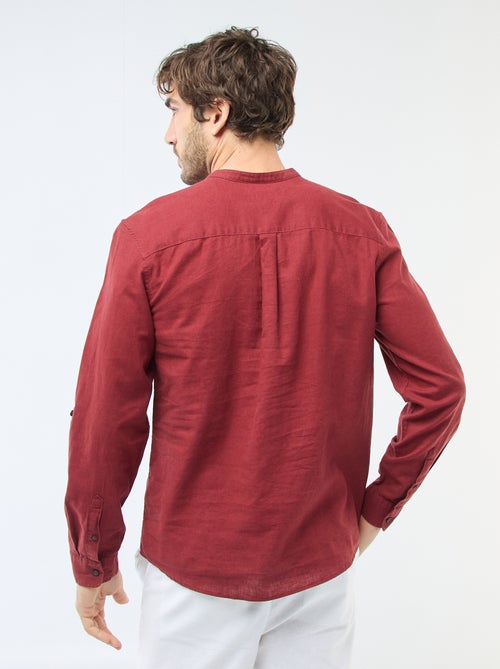 Chemise col mao avec lin - Kiabi