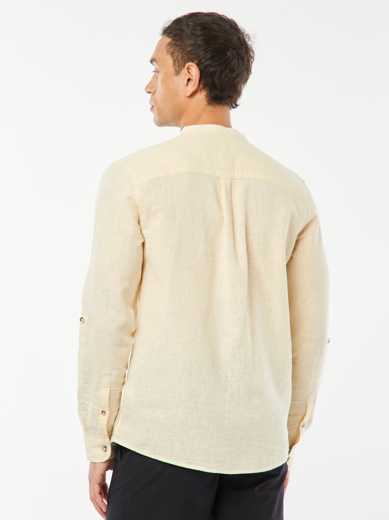 Chemise col mao avec lin Vanille - Kiabi